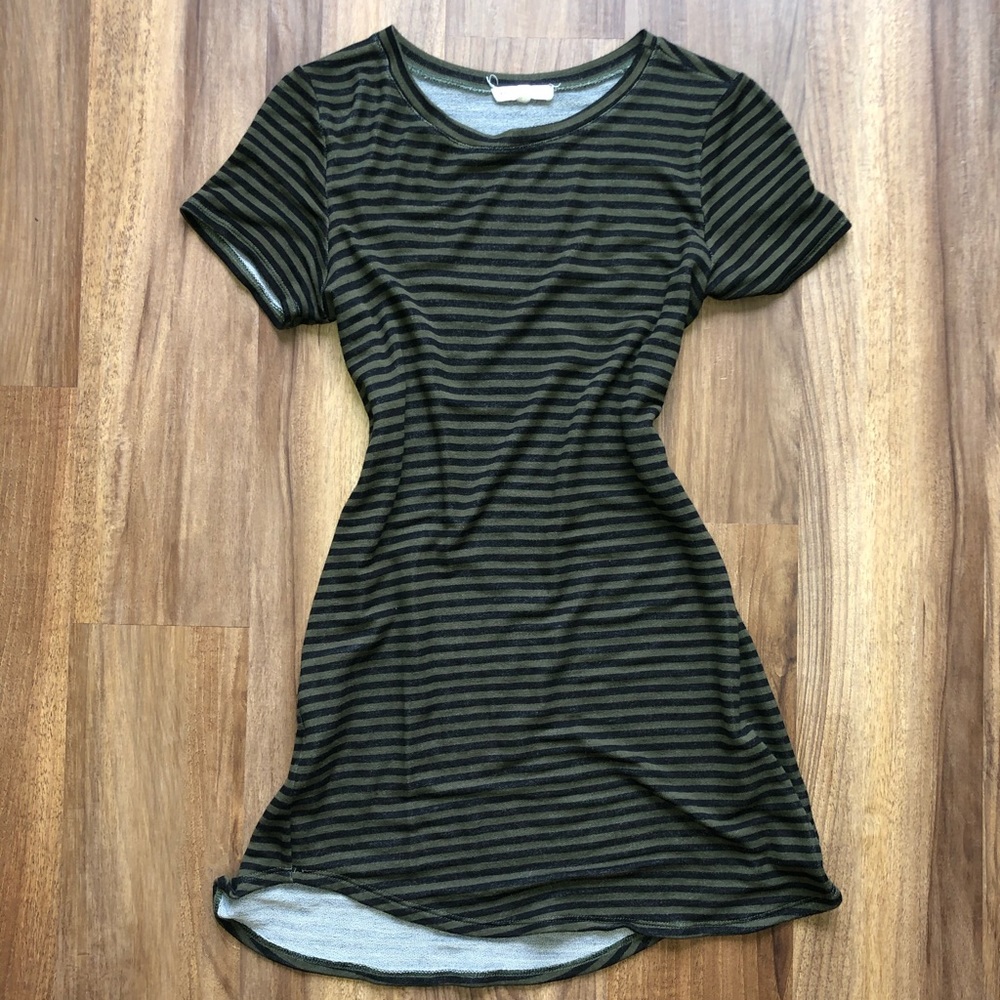 Wasabi+Mint Green/Black Stripe Shirt Dress Small